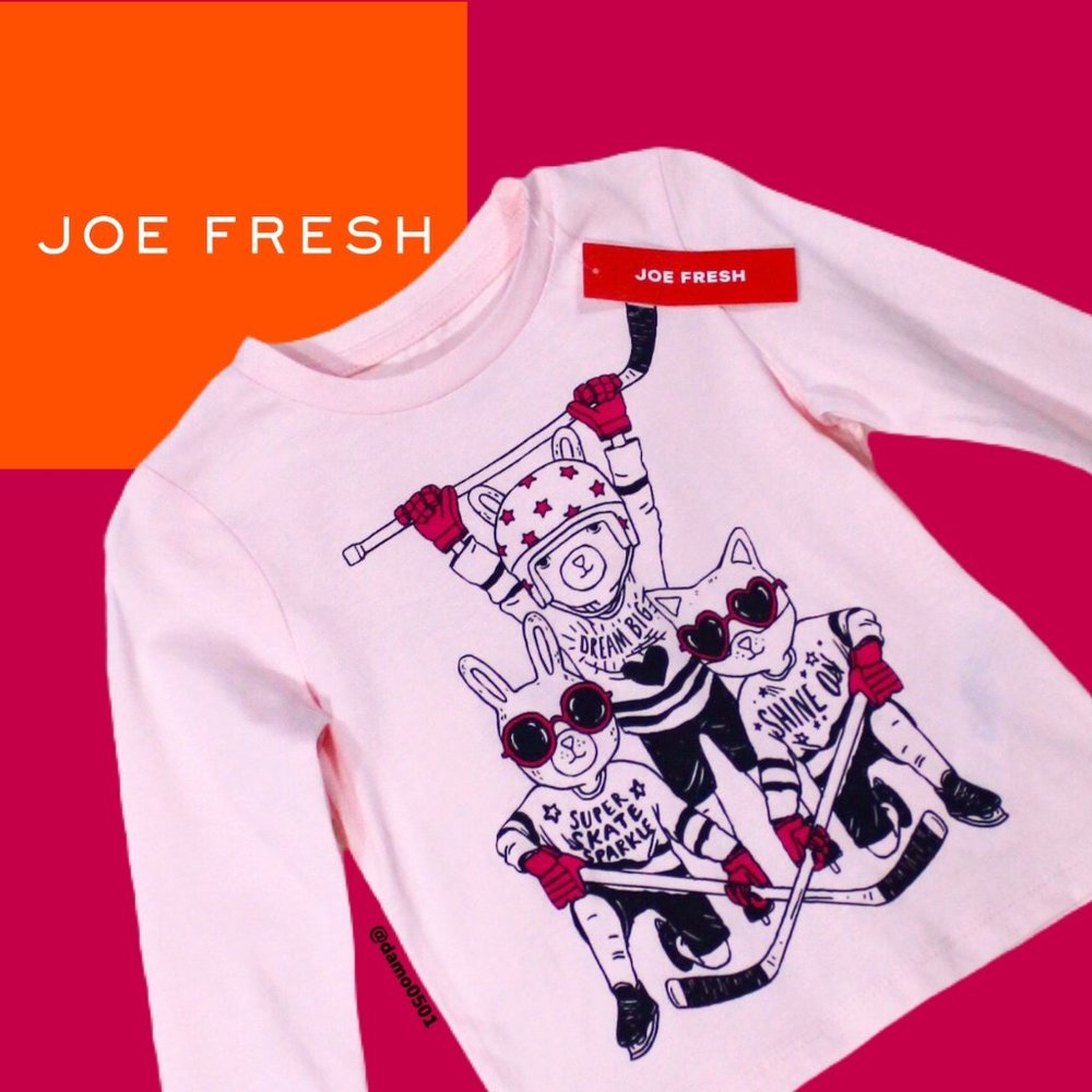 NWT Joe Fresh Pink “Freshster Hockey” Graphic Top - Picture 1 of 7